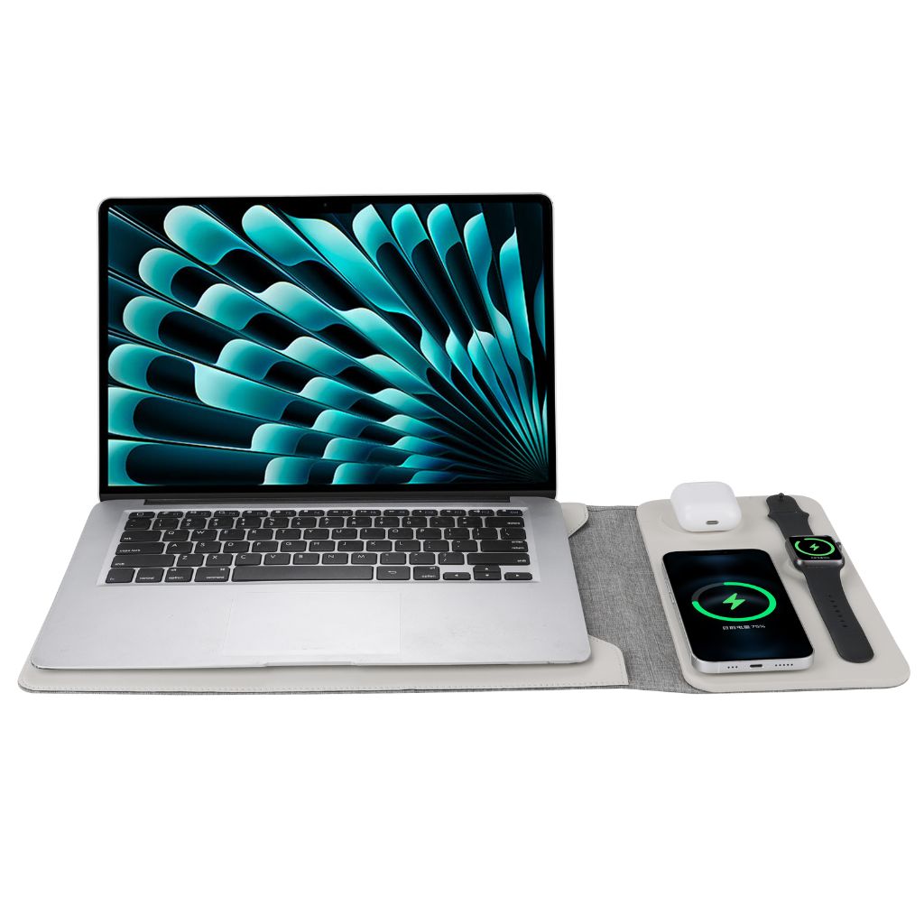 5 in 1 Laptop Sleeve with Wireless Charging for Apple