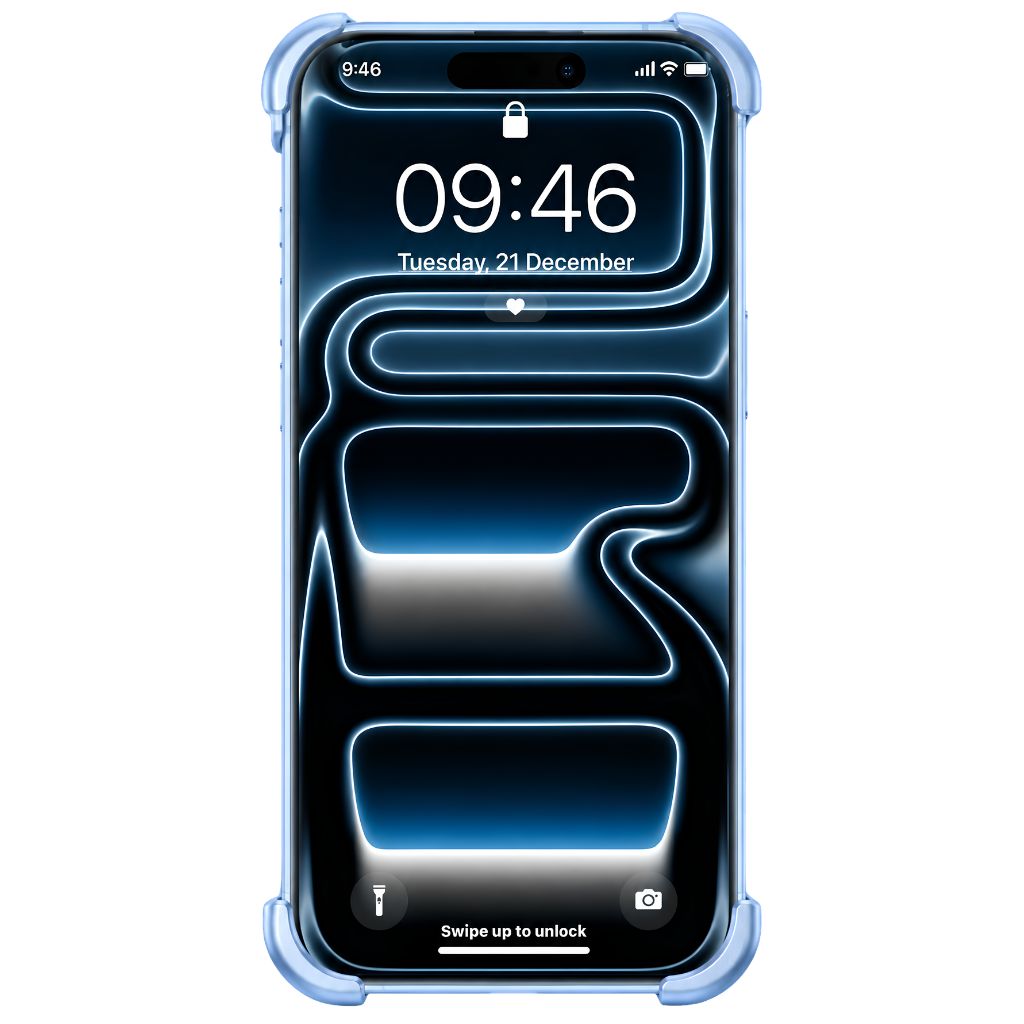 Light blue Edge Base bumper case for iPhone 18 Pro Max, side view