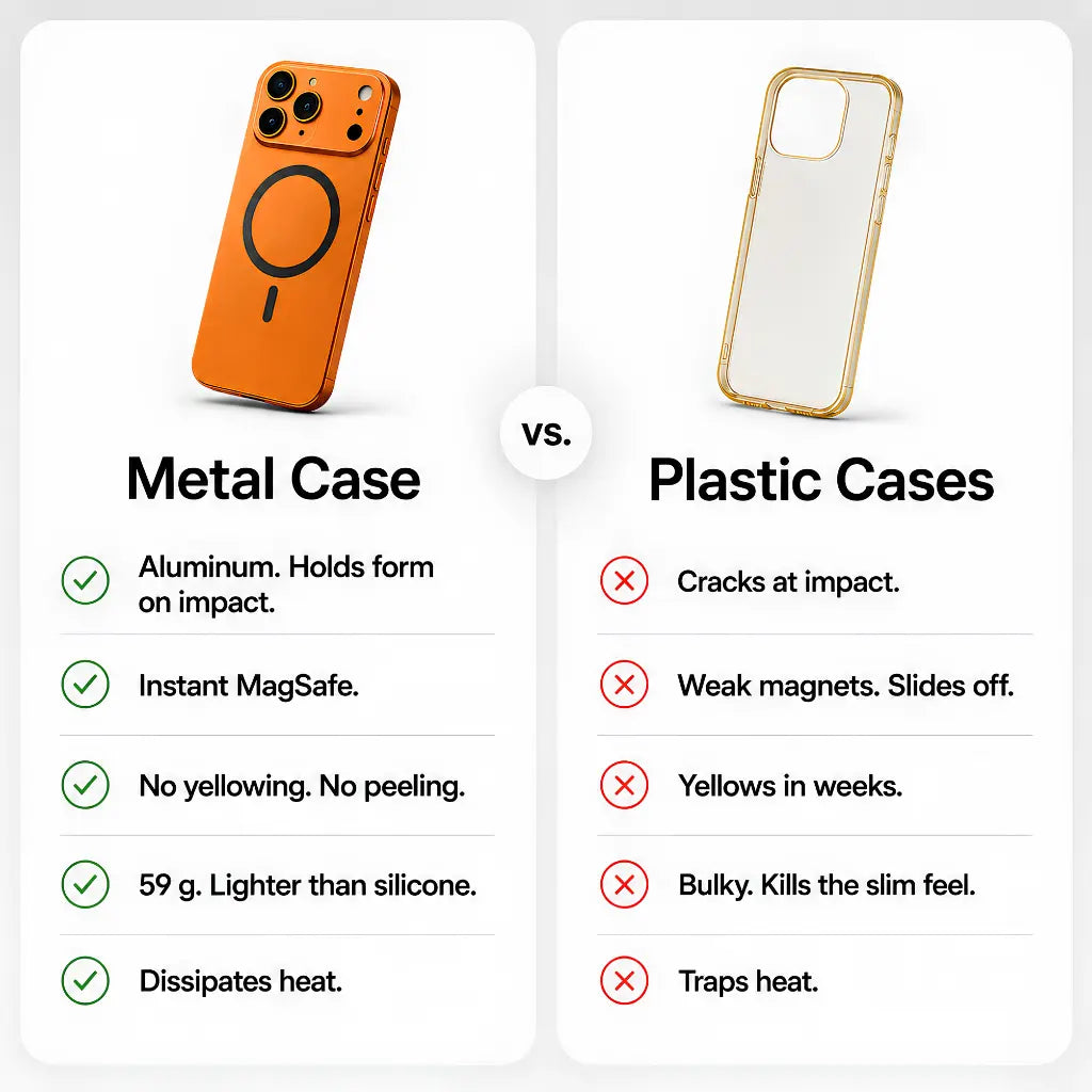 iPhone 18 Pro Max MagSafe case with lightweight aluminum construction

