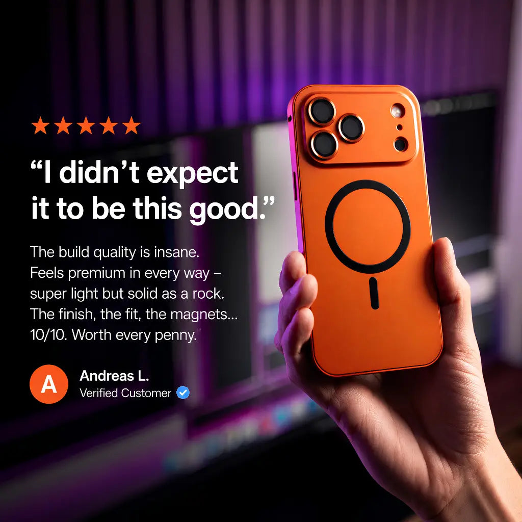 Premium aluminum iPhone 18 Pro Max case with magnetic charging support
