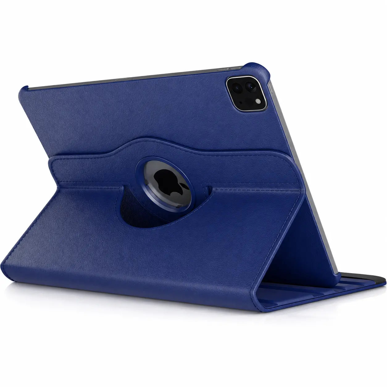 Rotating iPad case positioned for comfortable video calls