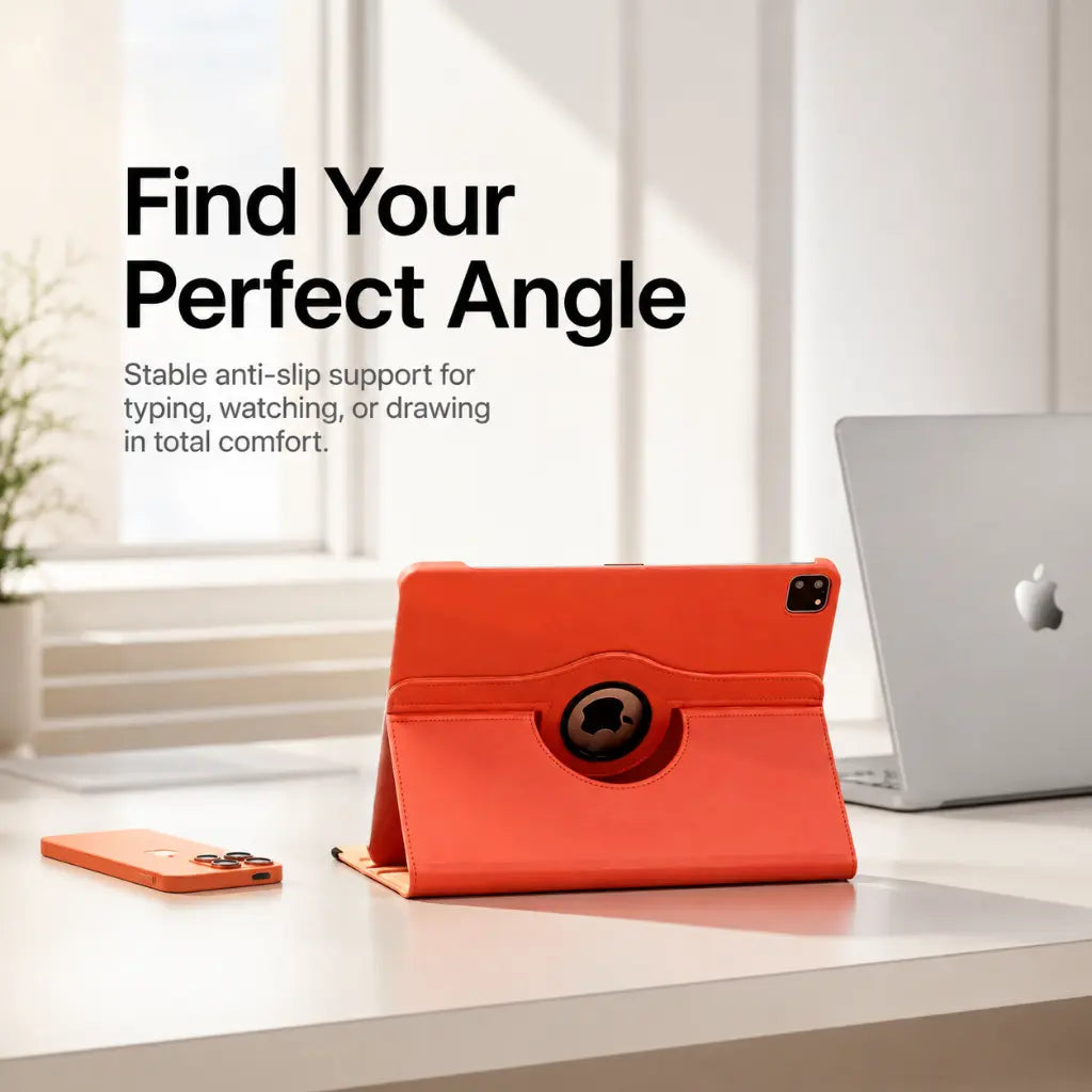 Rotating leather iPad case for work, travel and everyday use