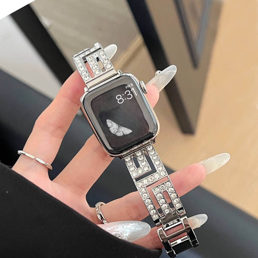 Women’s Square-Link Stainless Steel Apple Watch Band